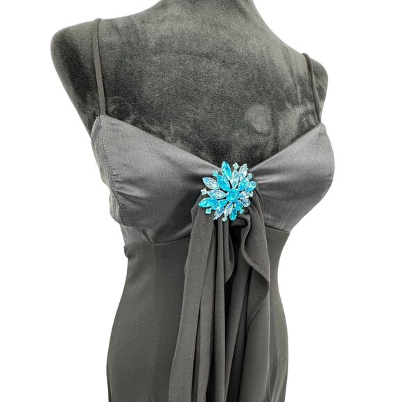 Cache Asymmetrical Babydoll Evening Slip Dress 4 Vintage Y2K 90s Flowy Prom Maxi - Picture 1 of 8